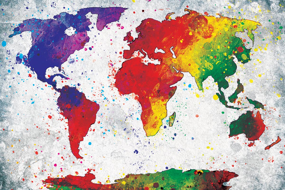 Rainbow Color Splash World Map – Pineapple Licensing