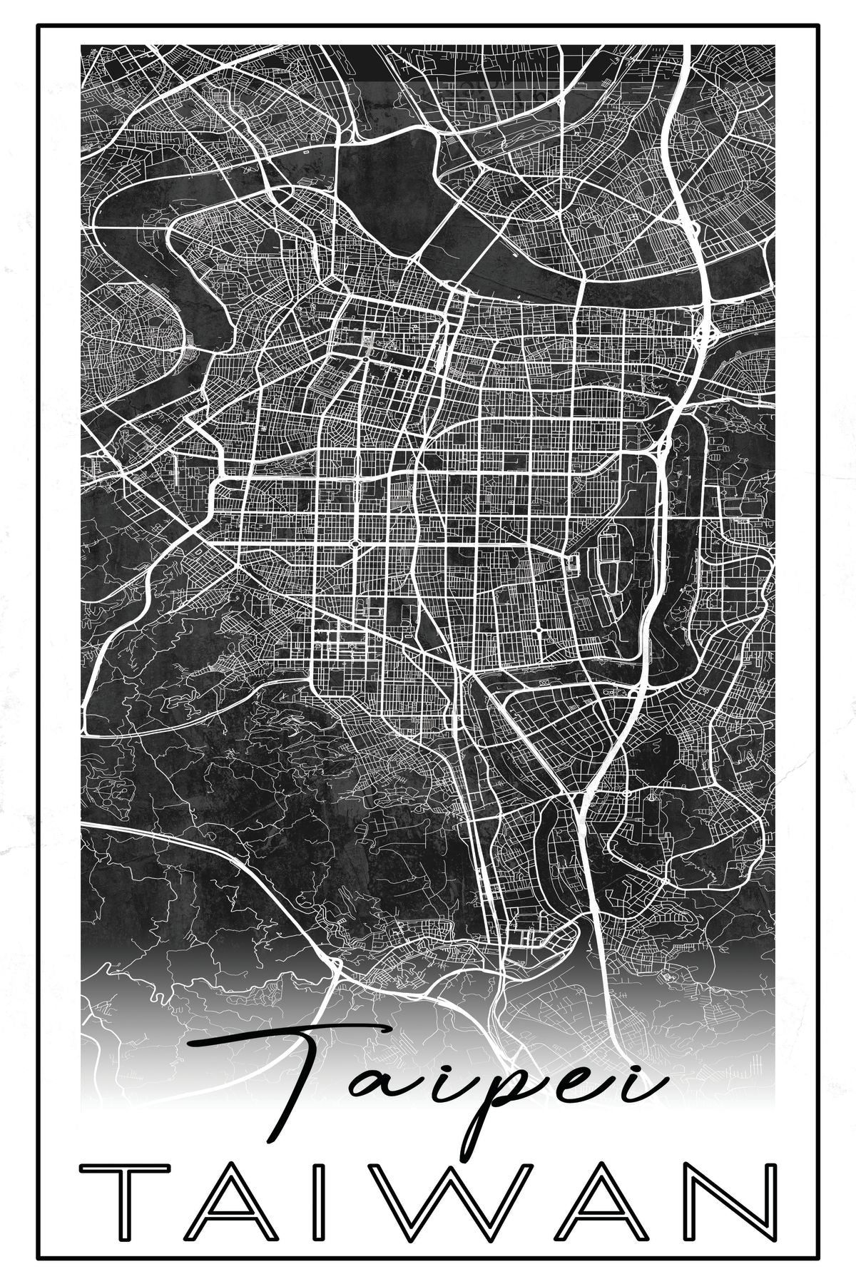 View of Minimalist Taipei City Map – Pineapple Licensing