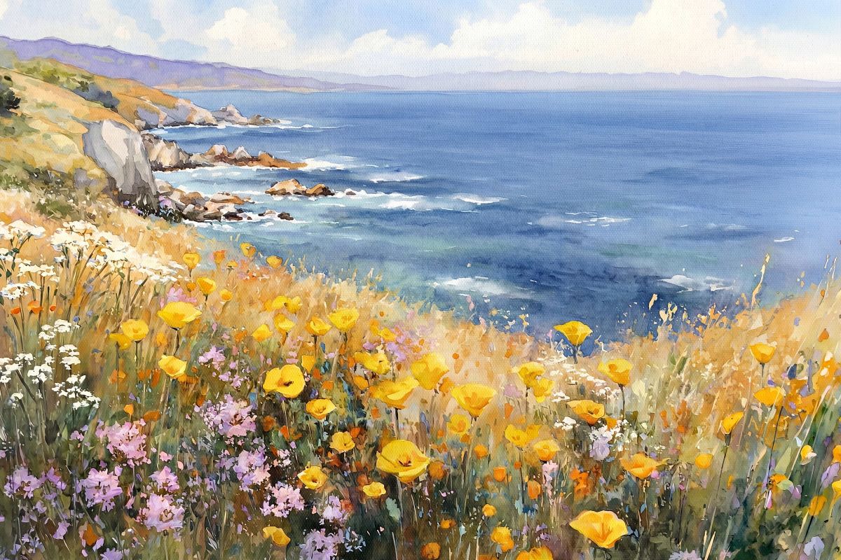 Yellow Poppies Along the California Coast