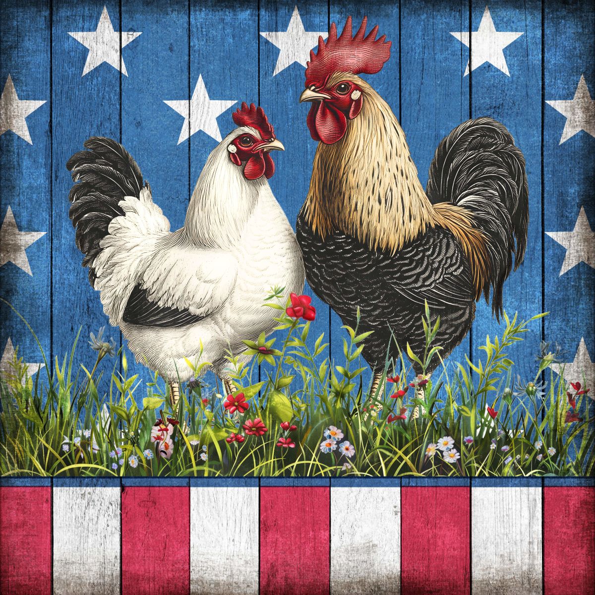 Patriotic Chicken Pair