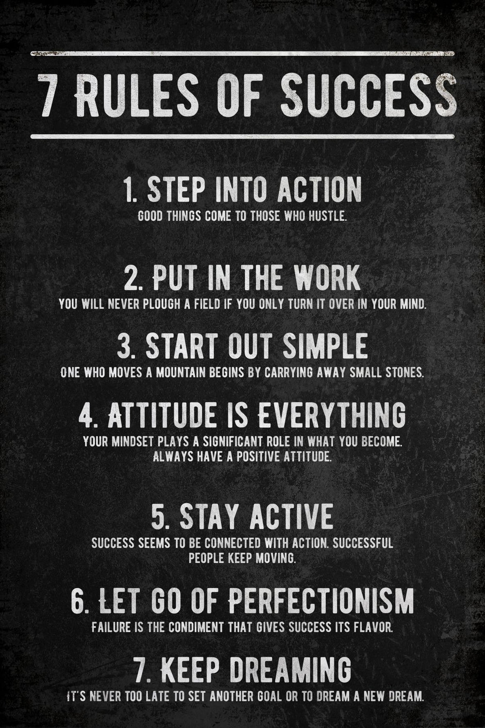 7 Rules Of Success Inspirational Typography