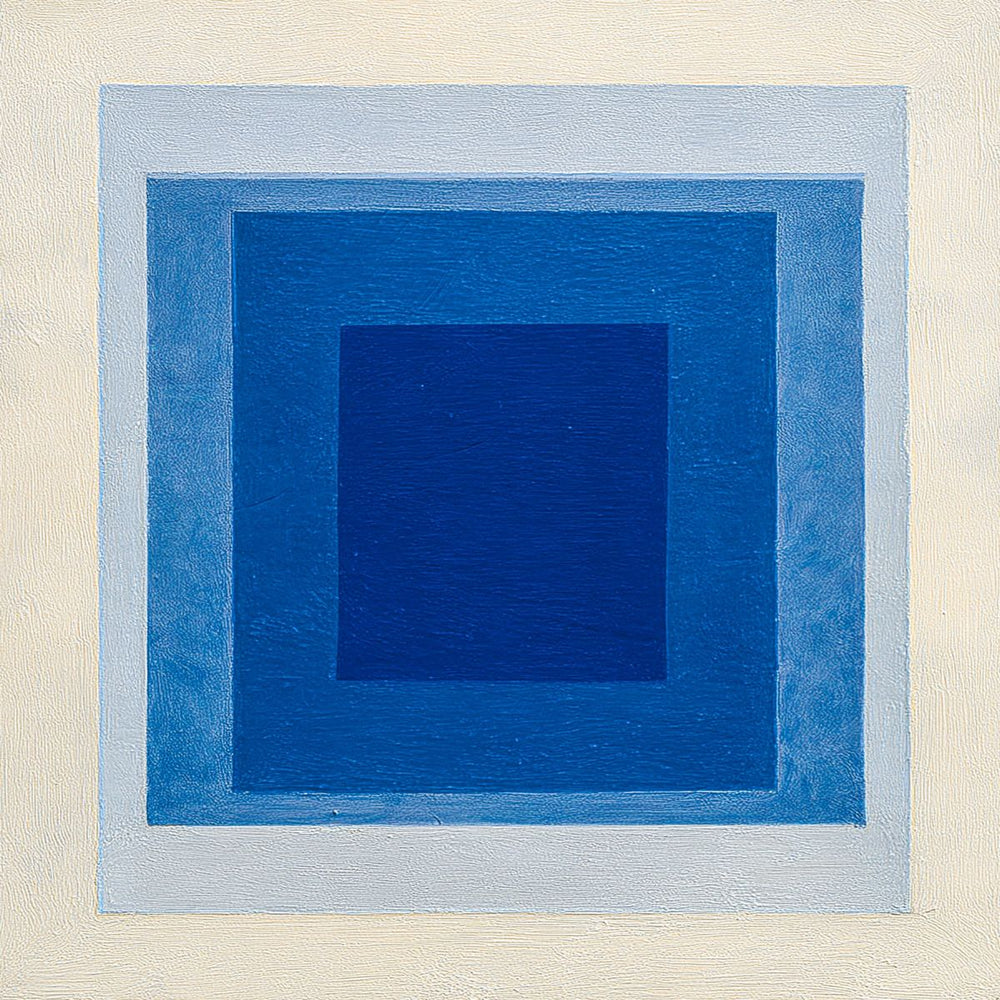 Vibrant Blue and Cream Square Composition