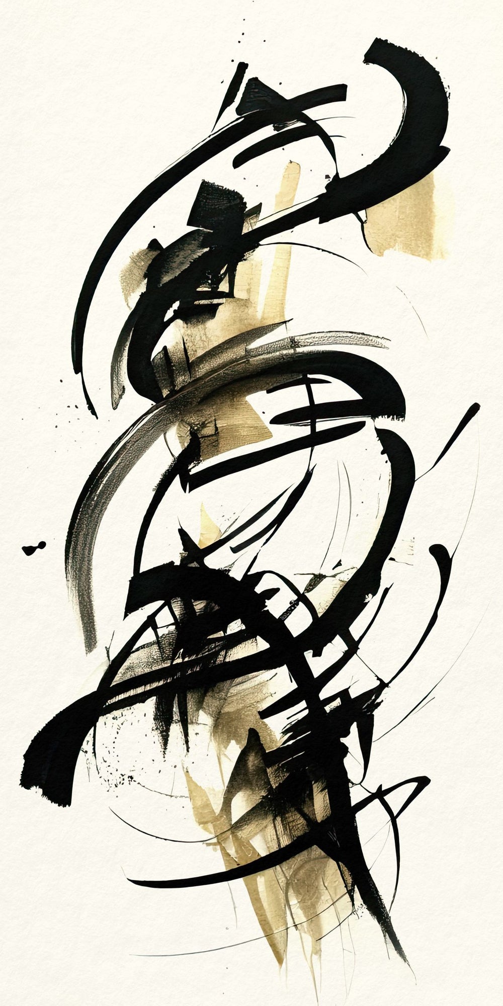 Black And Beige Winding Abstract