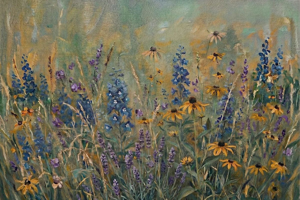 Summer Wildflower Meadow with Lavender and Sunflowers