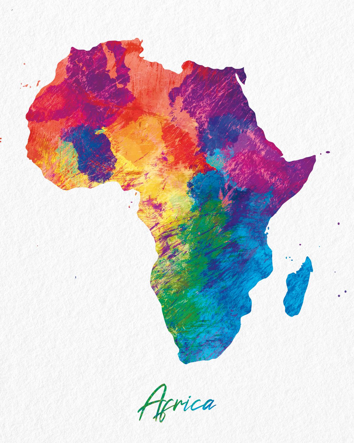 Rainbow Africa Continent Map