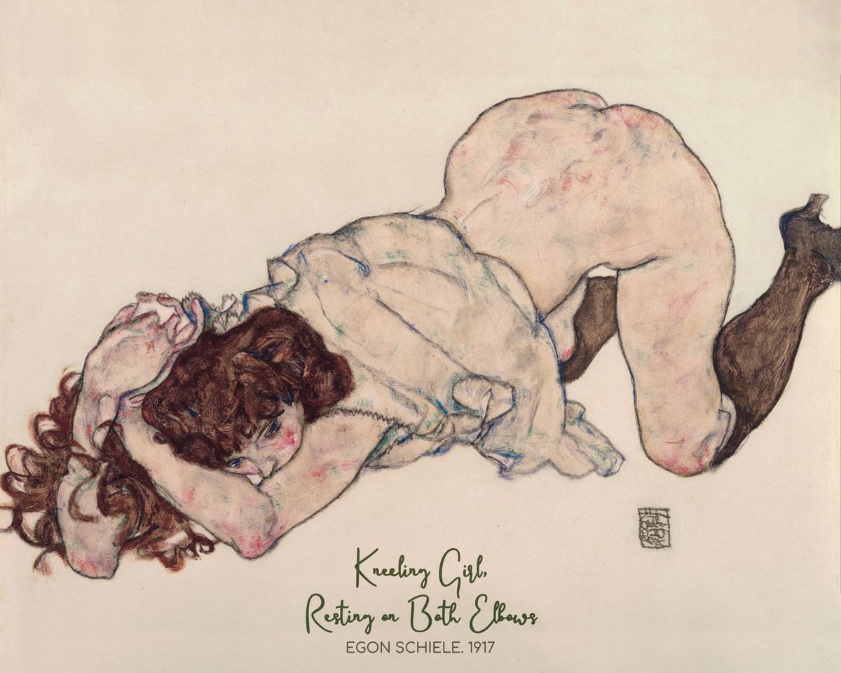 Kneeling Girl Schiele Exhibition Poster