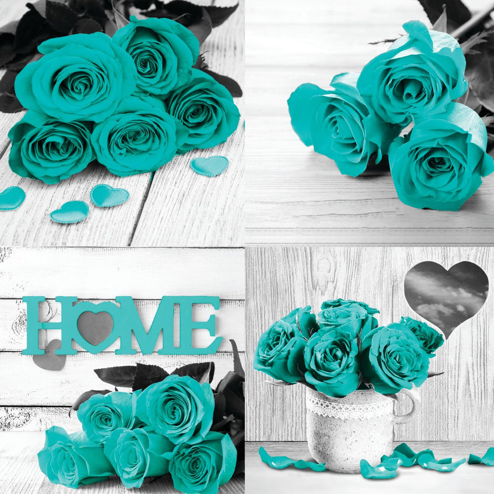 Rustic Teal Roses Pop Set