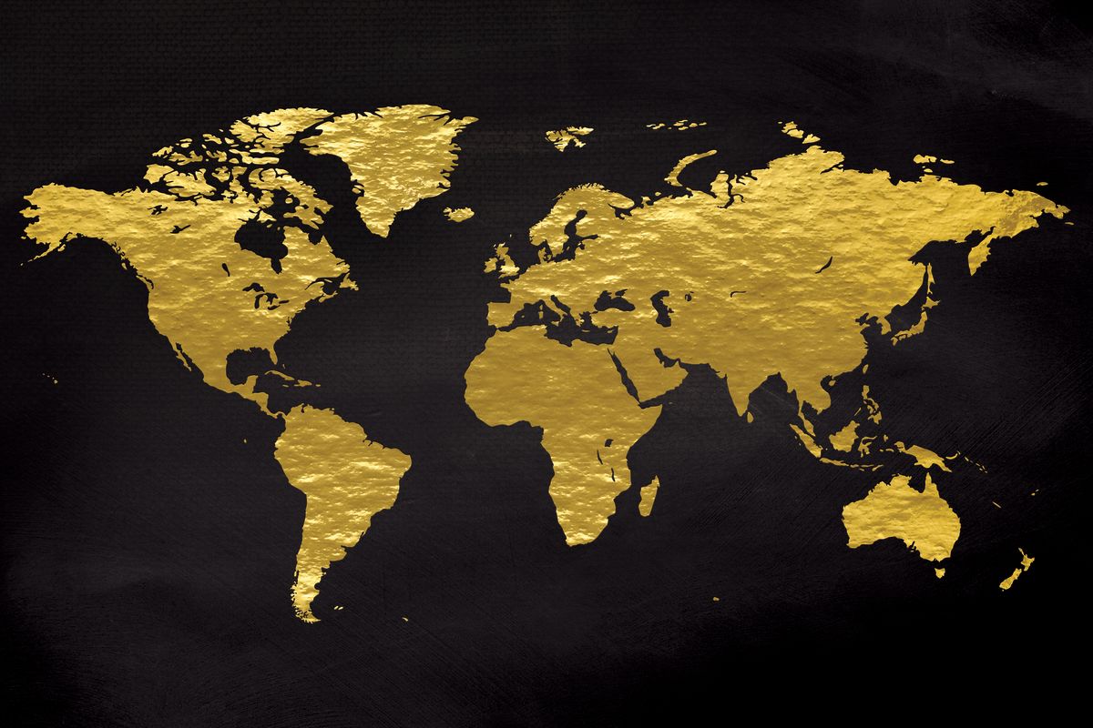 Gold Paint World Map