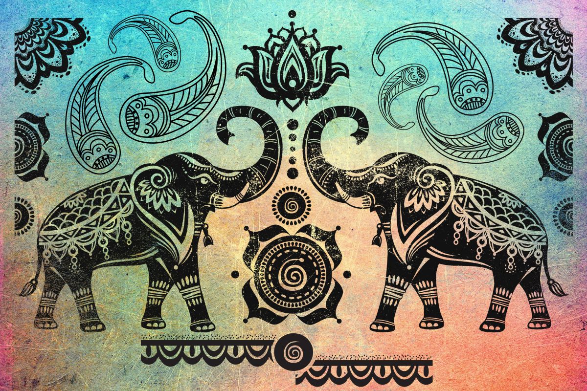 Two Boho Elephants