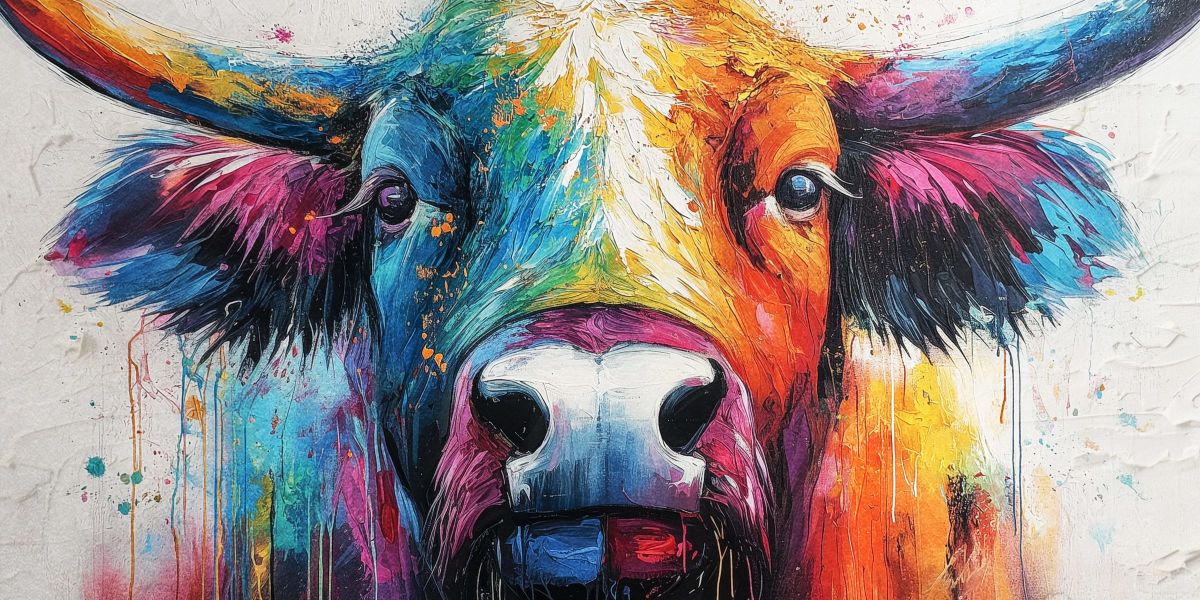 Colorful Curious Highland Cow