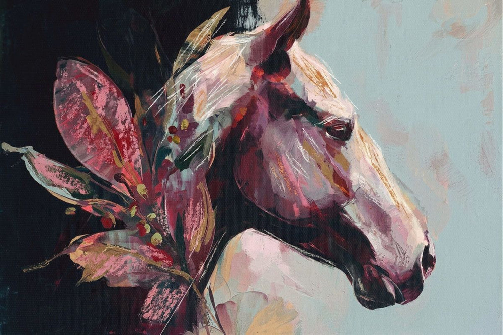 Horse Portrait with Floral Botanicals
