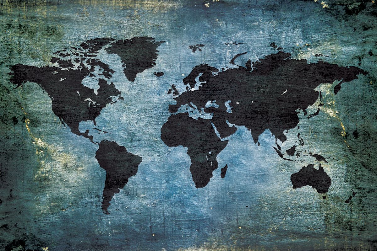 Grunge Green World Map