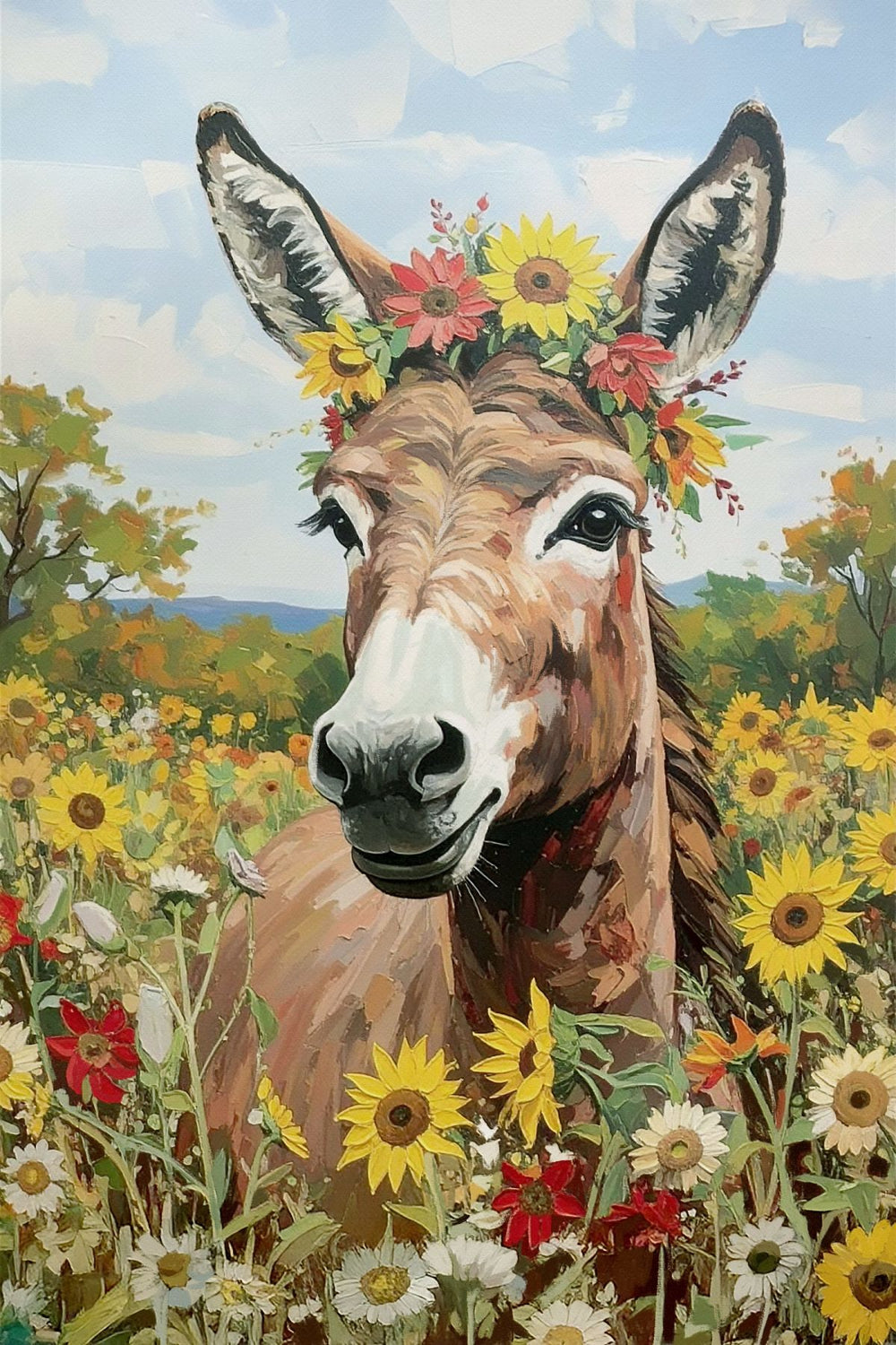 Donkey With Flowers