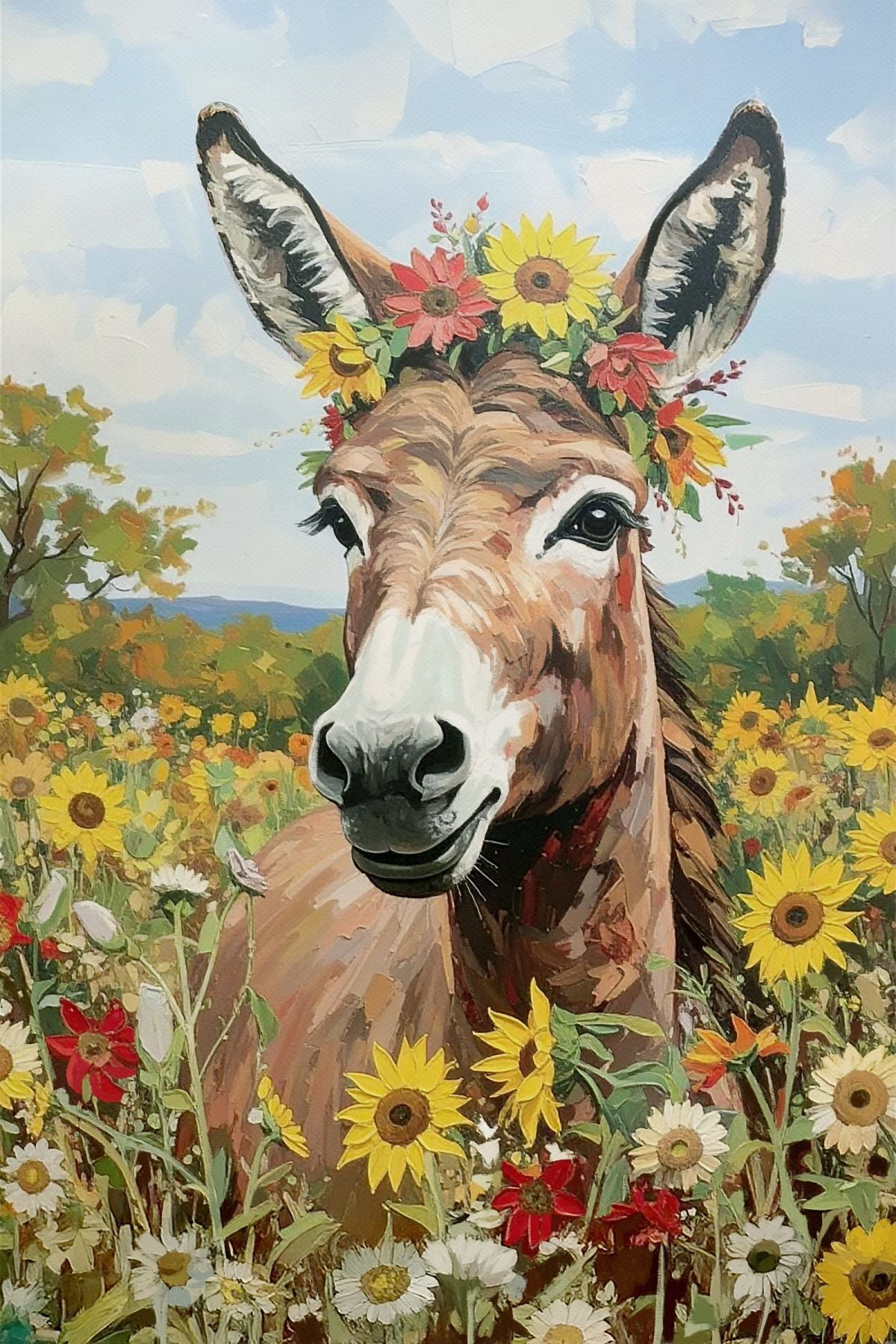 Donkey With Flowers