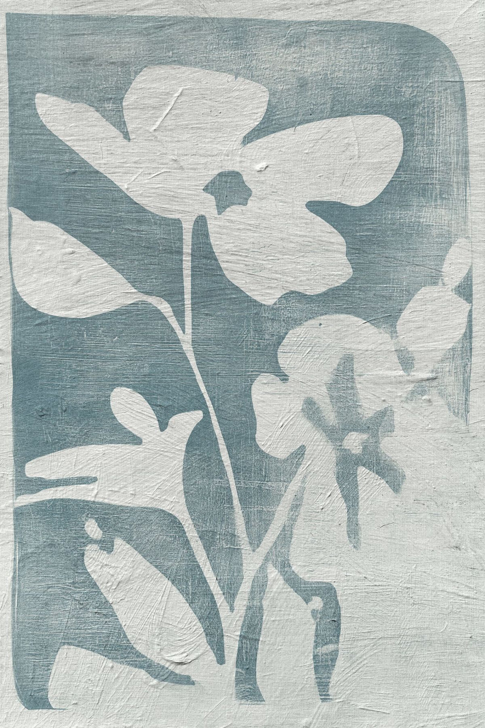 Flower Silhouette On Dusty Blue II