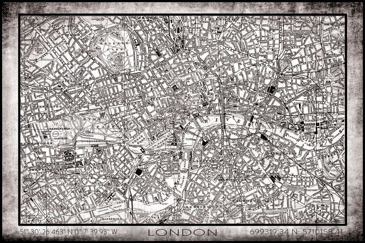 City Map Of London Grunge