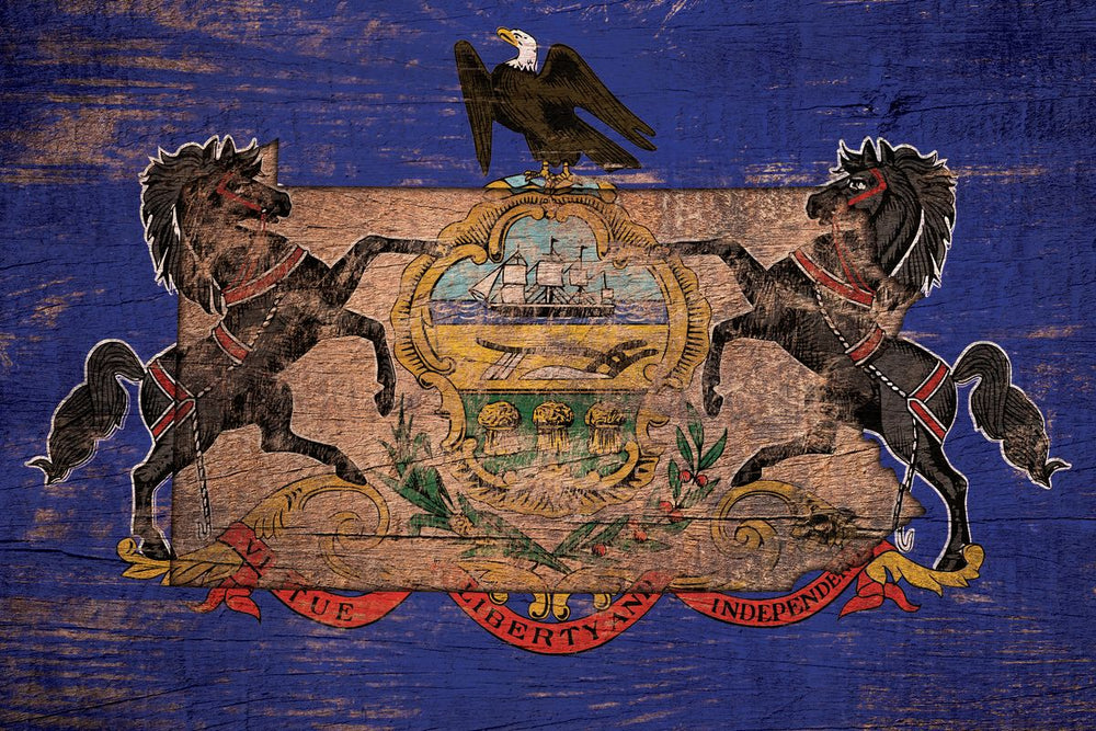 State Map Over Pennsylvania Flag