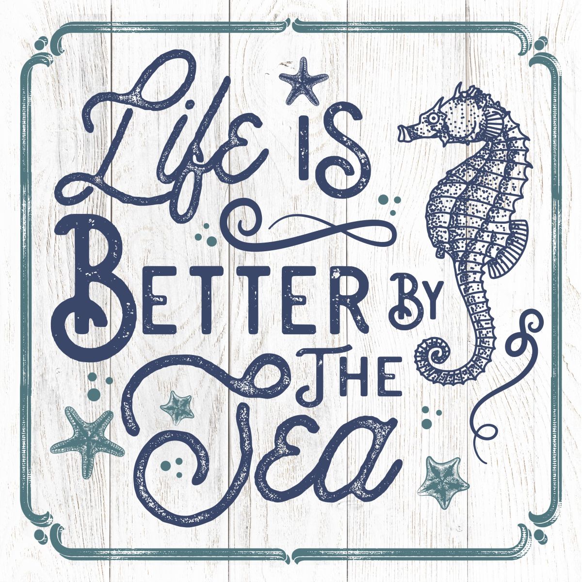 Life Is Better By The Sea Typography Sign Wall Art