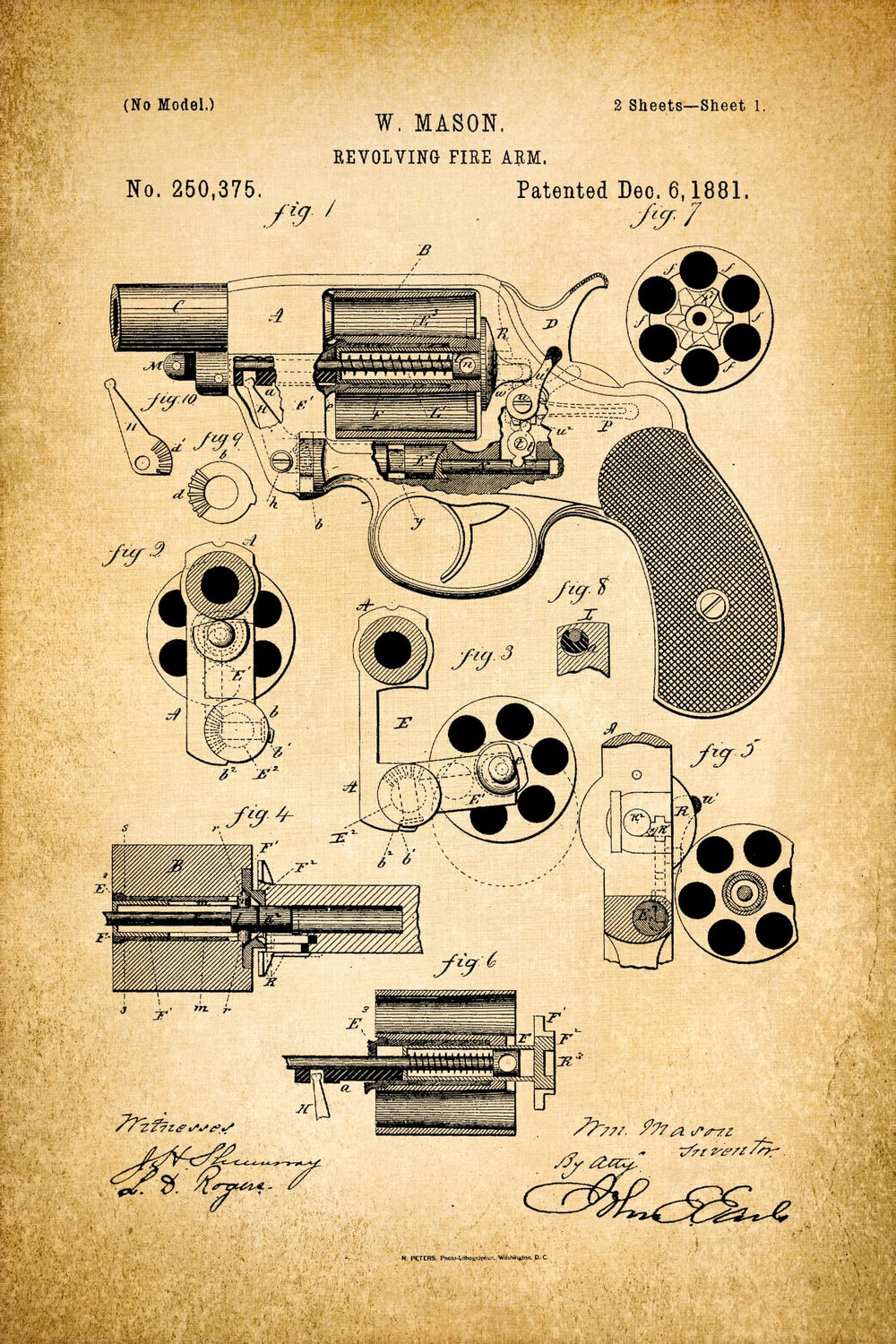 Revolving Fire Arm 1881 Patent