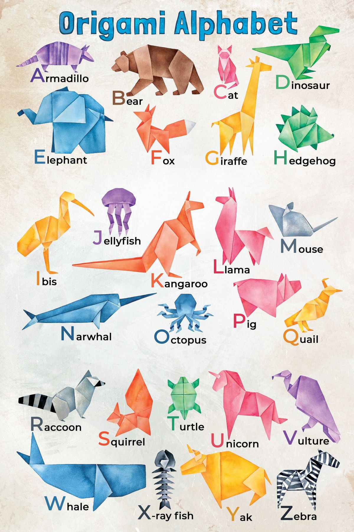 Origami Alphabet Chart