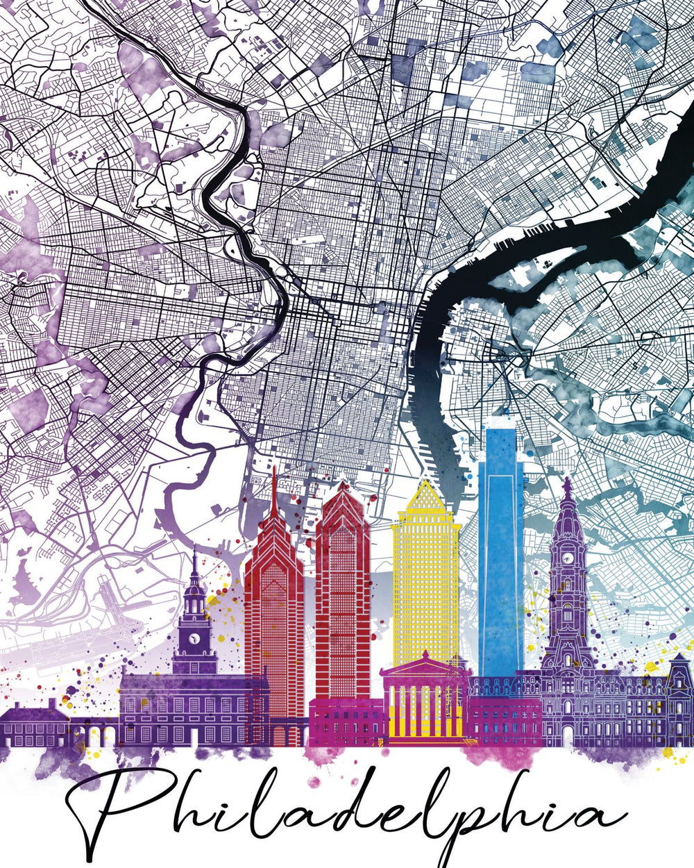 Philadelphia Skyline City Map