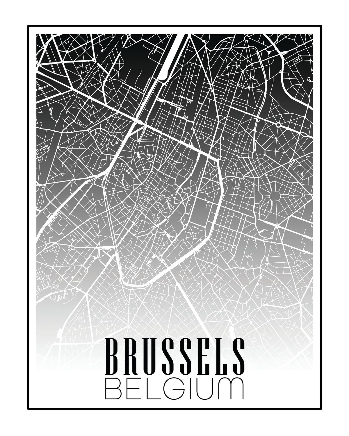 Minimalist Brussels City Map