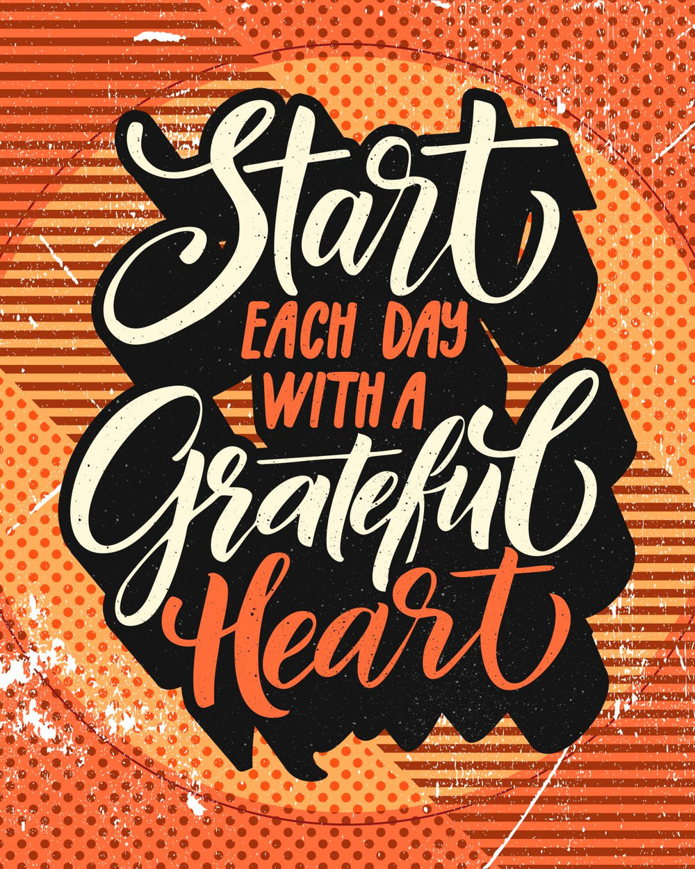 Start With A Grateful Heart Positive Typography