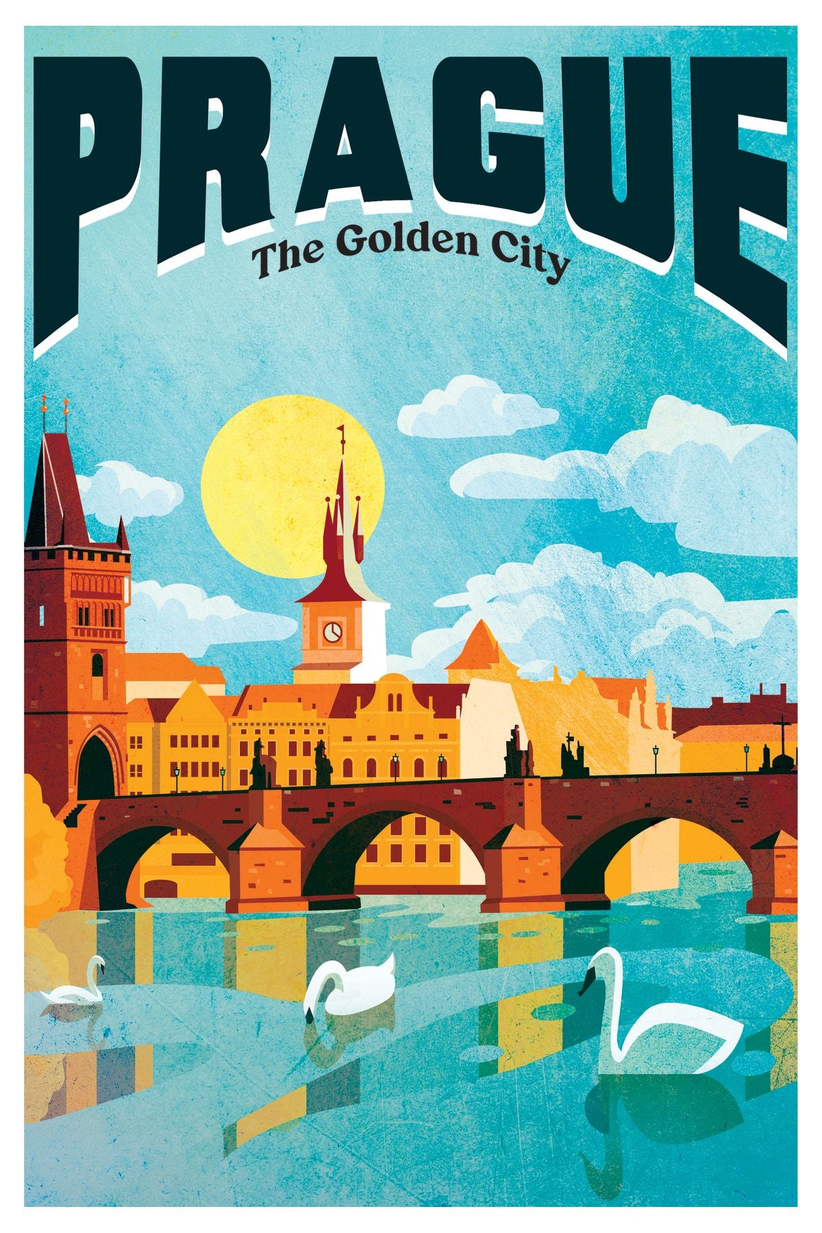 Prague Tourism Vintage Poster