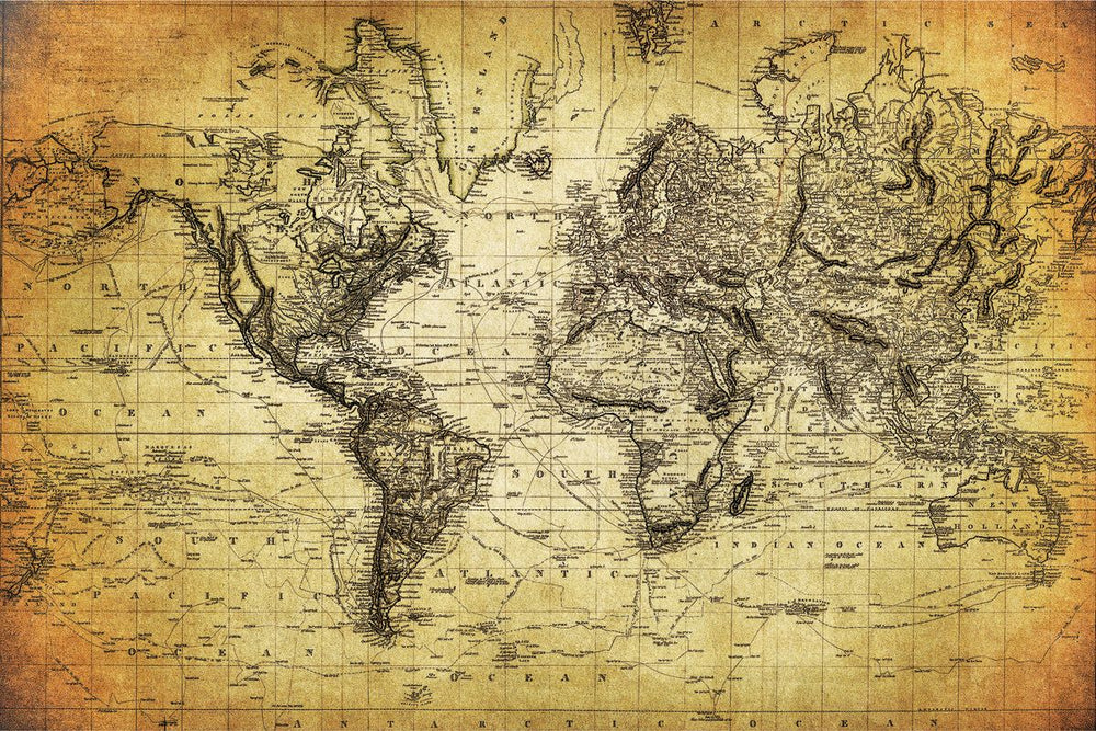 Sepia Vintage World Map