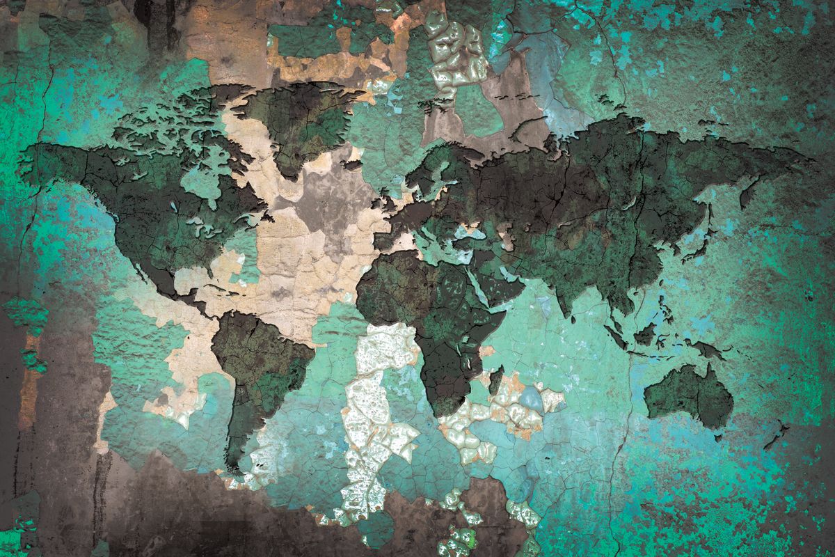 Green Grunge World Map
