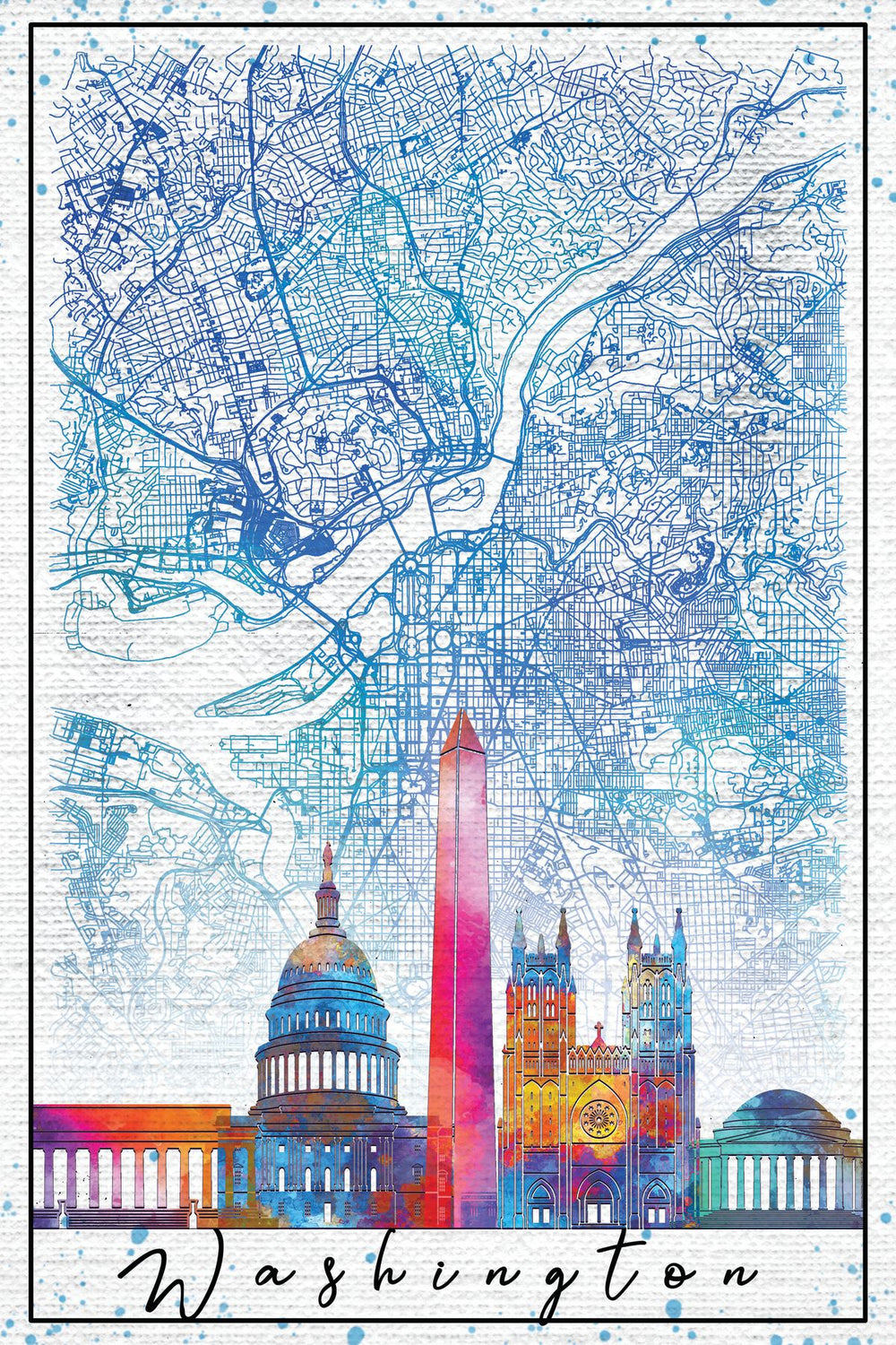 Washington Skyline City Map
