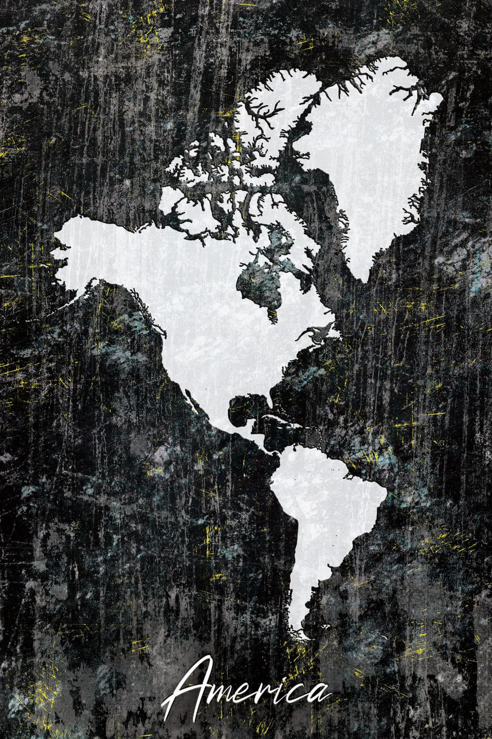 Concrete Grunge America Continent Map
