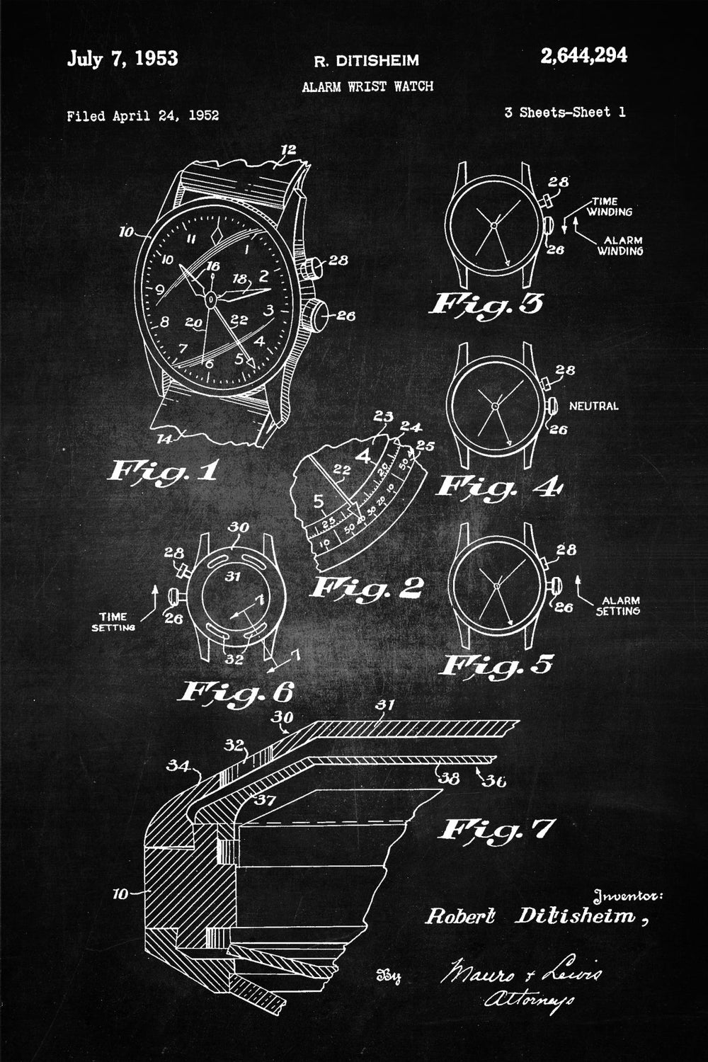 Alarm Wrist Watch BW Patent