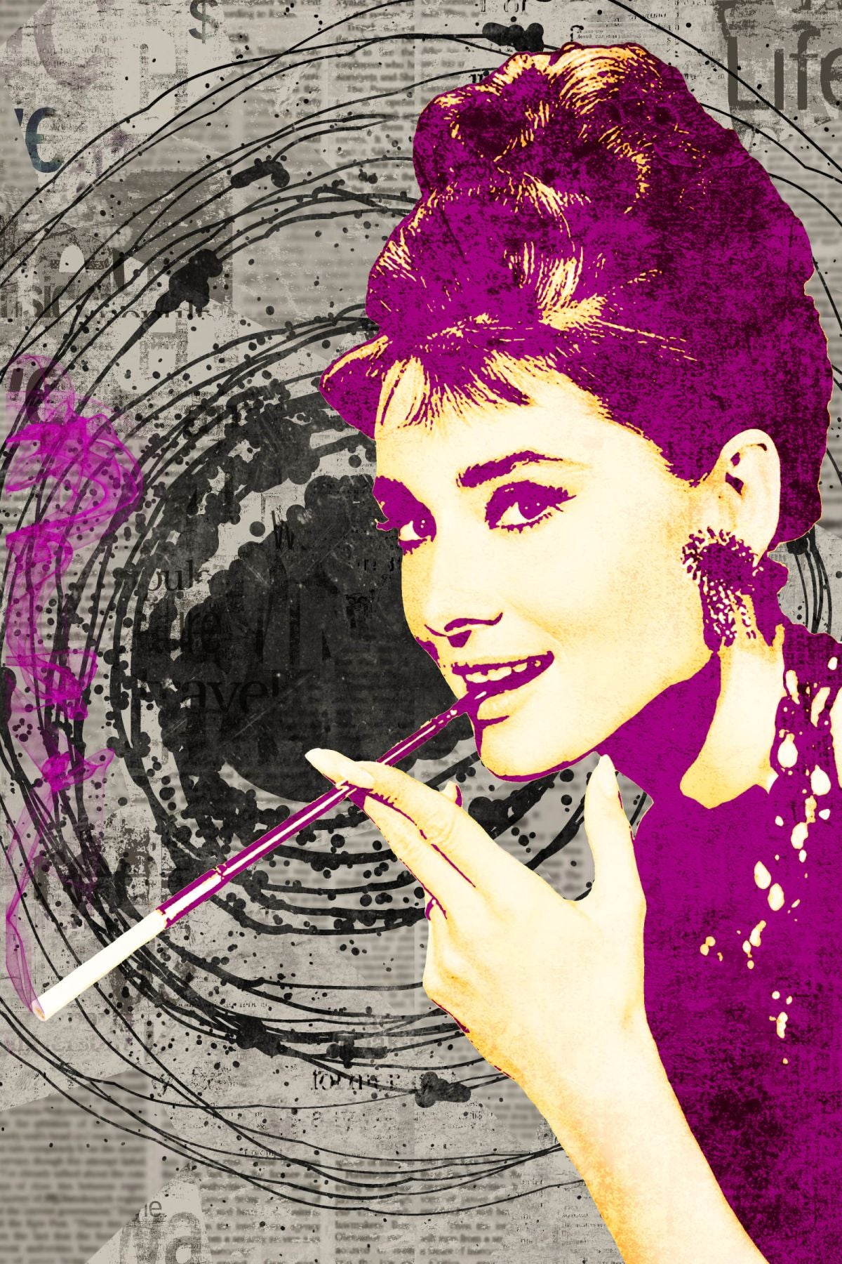 Audrey Hepburn Purple Portrait