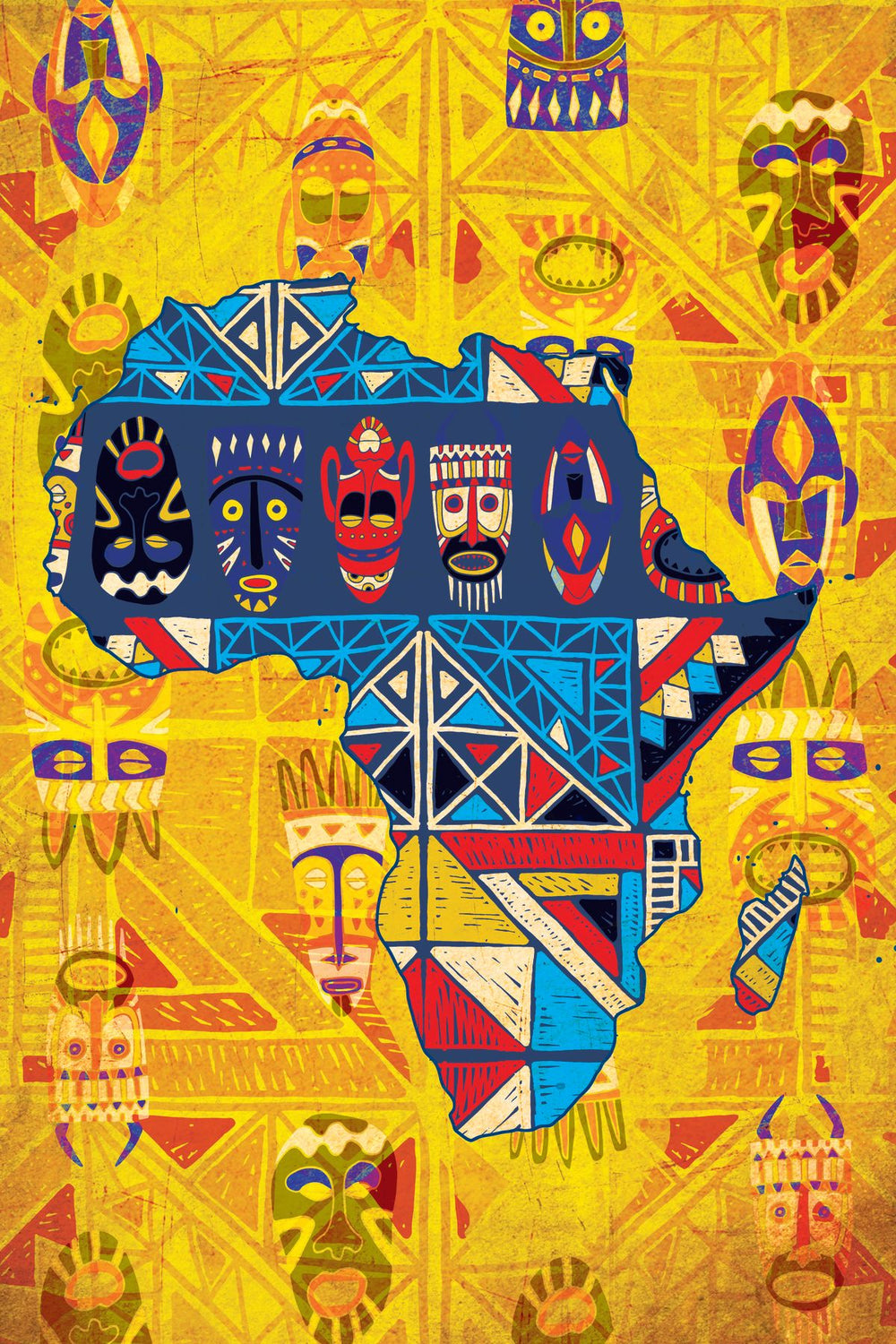 Tribal Patterns Africa Continent Map