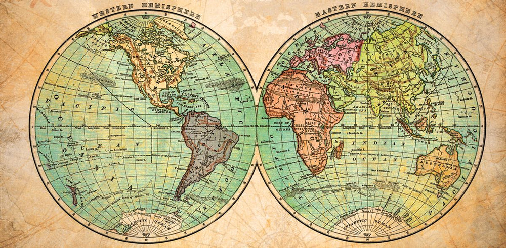 Hemispheres Vintage Map