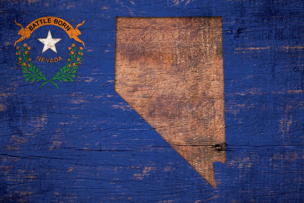 State Map Over Nevada Flag