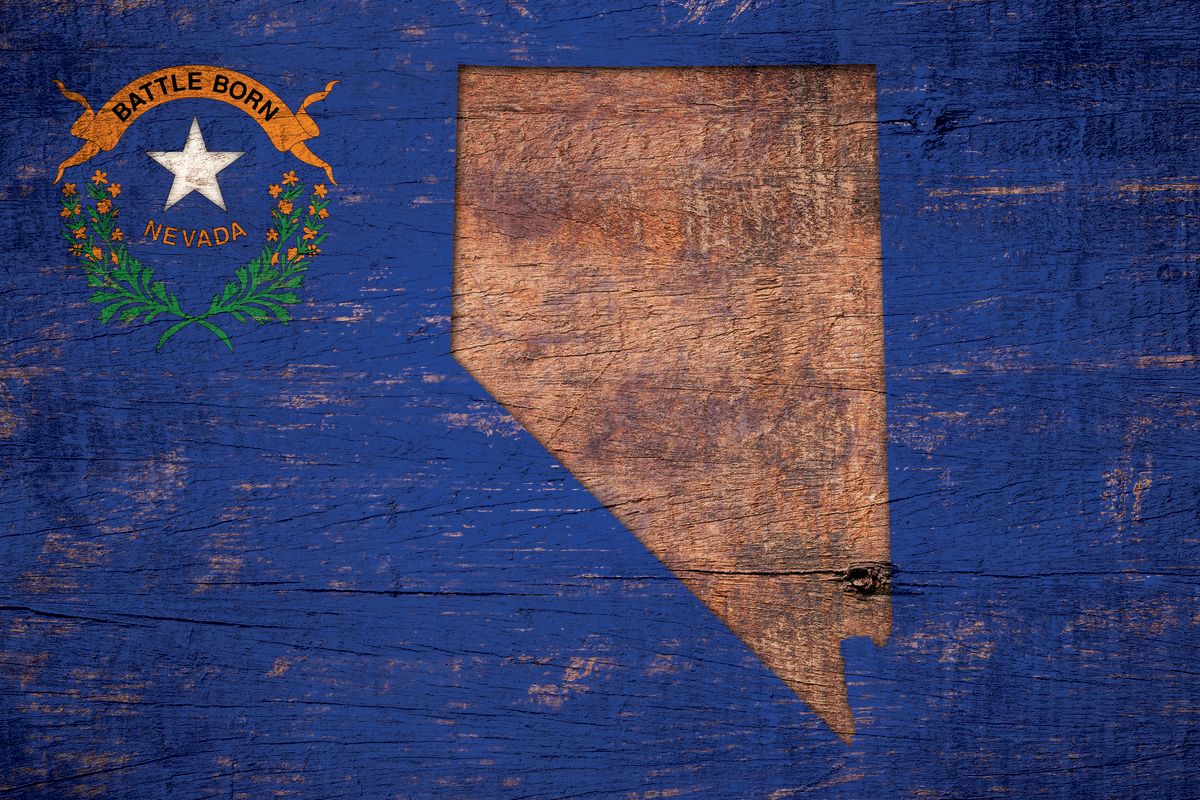 State Map Over Nevada Flag