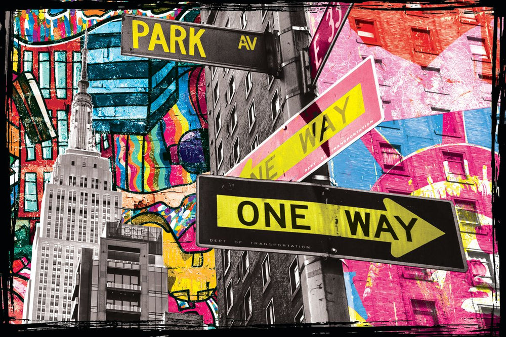 New York Street Signs Grunge