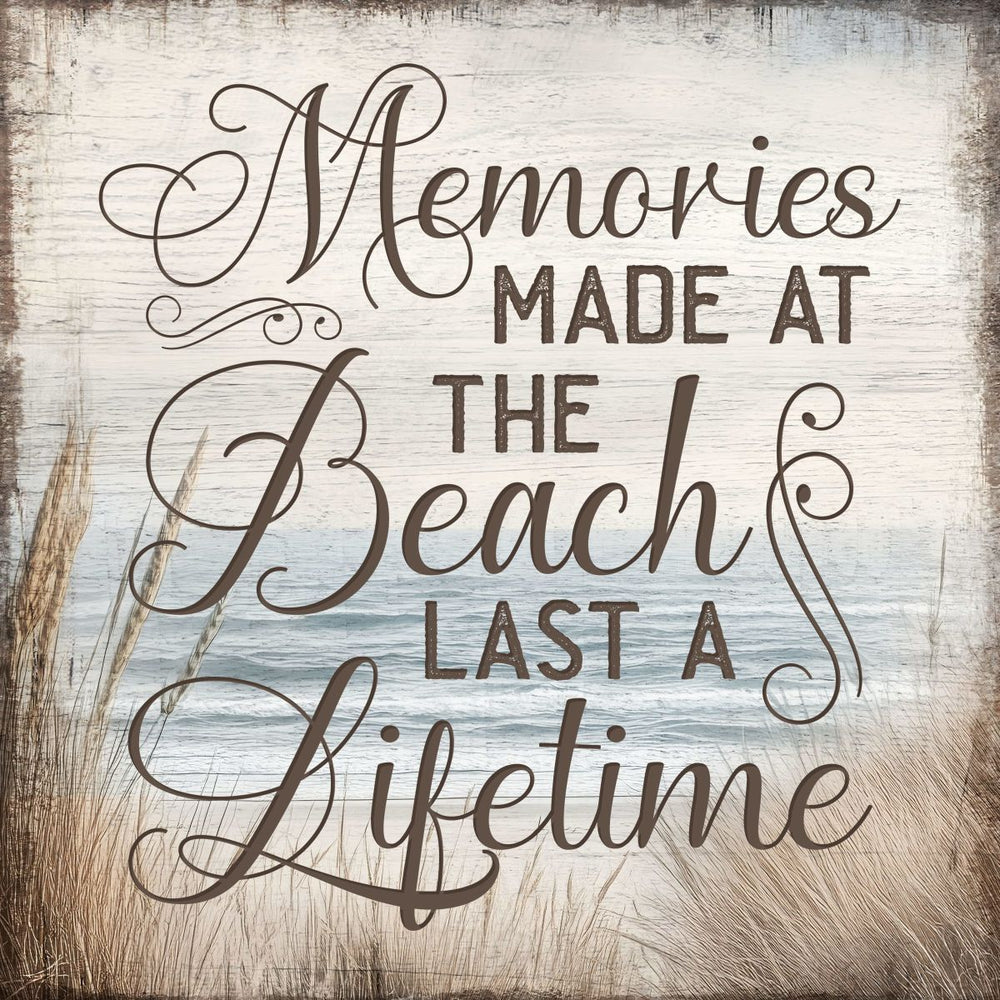 Memories Made At The Beach Typography Sign Wall Art
