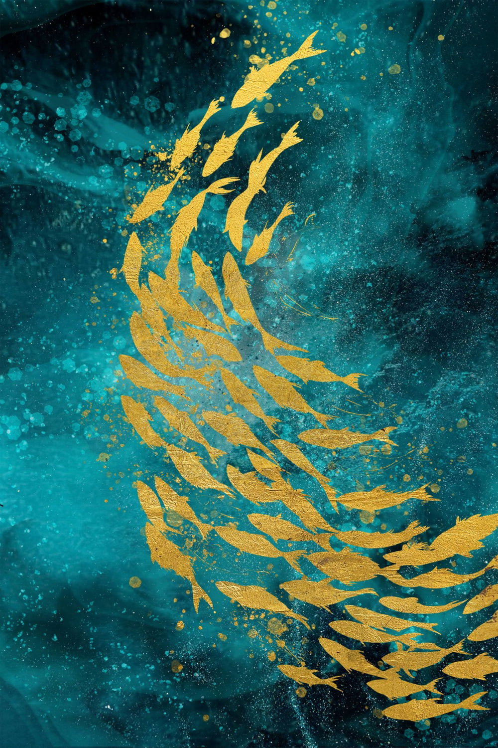 Golden Fish In Deep Waters I Wall Art