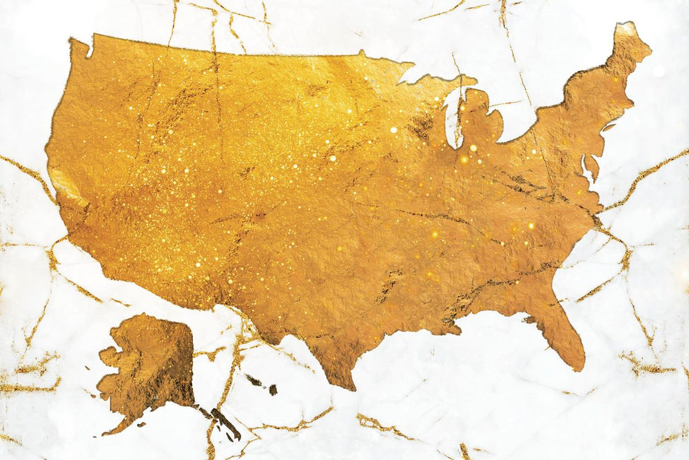 Gold Foil Marble USA Map
