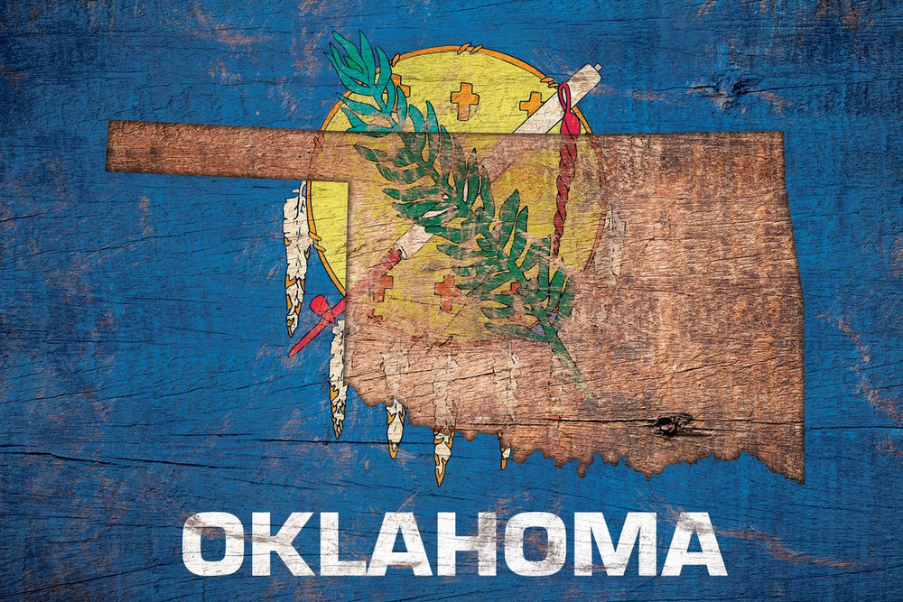 State Map Over Oklahoma Flag