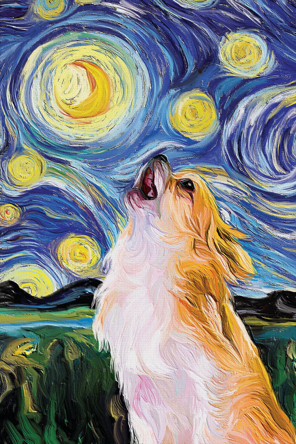 Howling Dog Starry Night