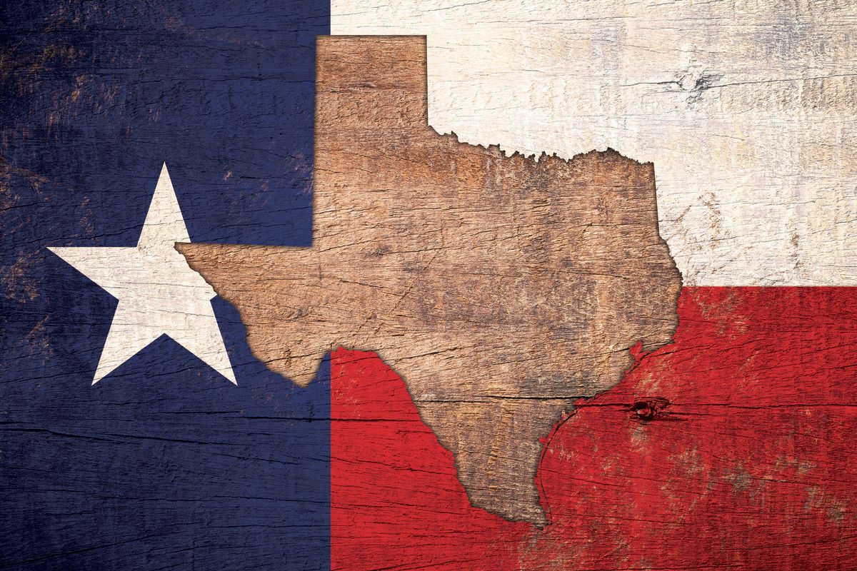 State Map Over Texas Flag