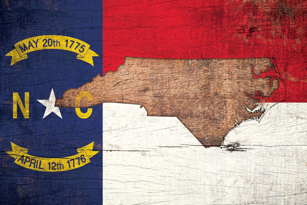 State Map Over North Carolina Flag