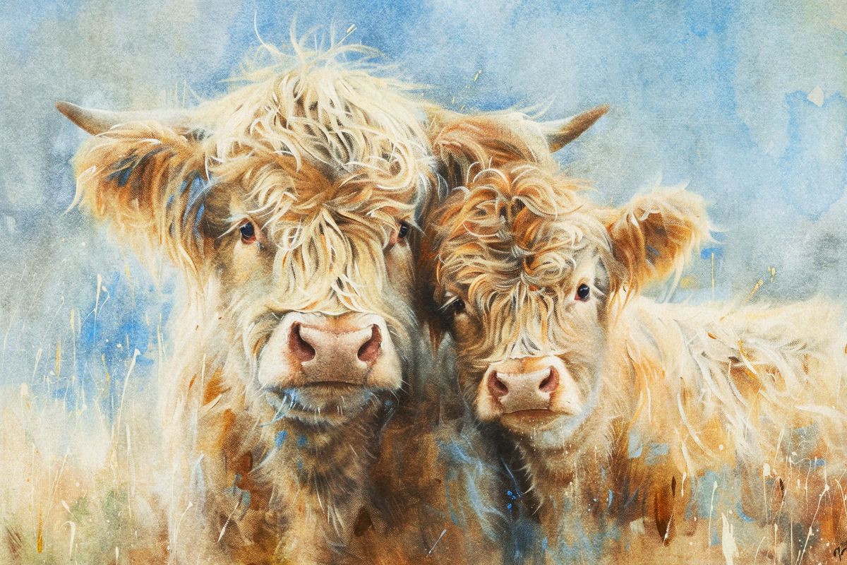 Highland Cows' Loving Connection