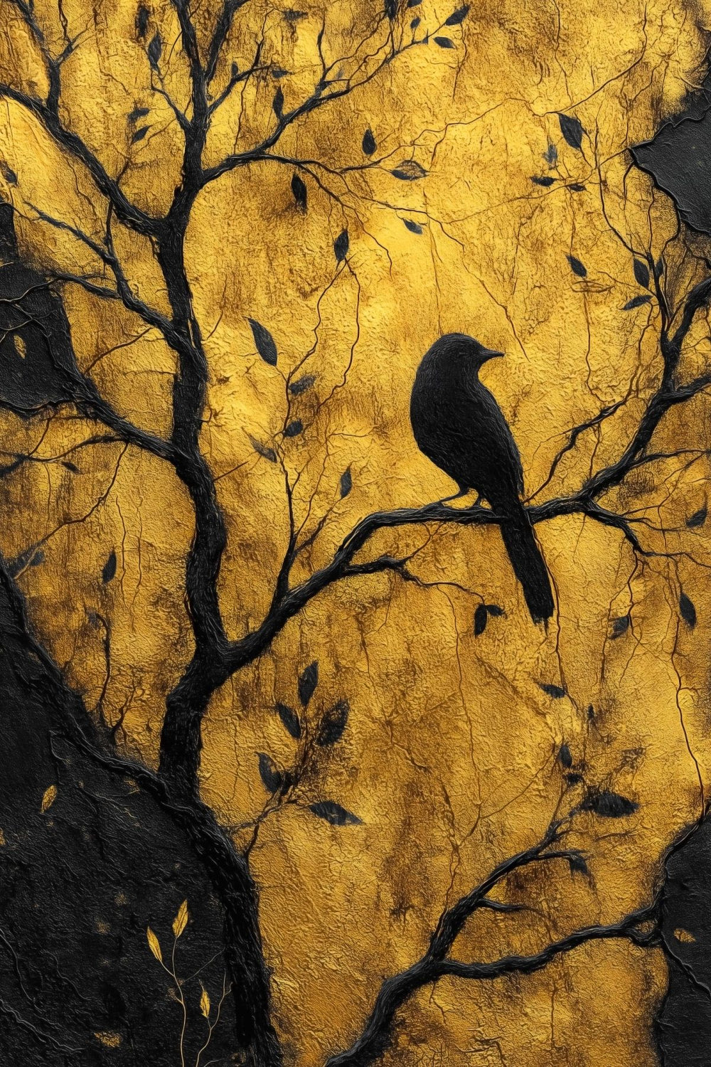 Bird Silhouette On Gold