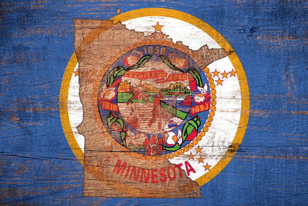 State Map Over Minnesota Flag