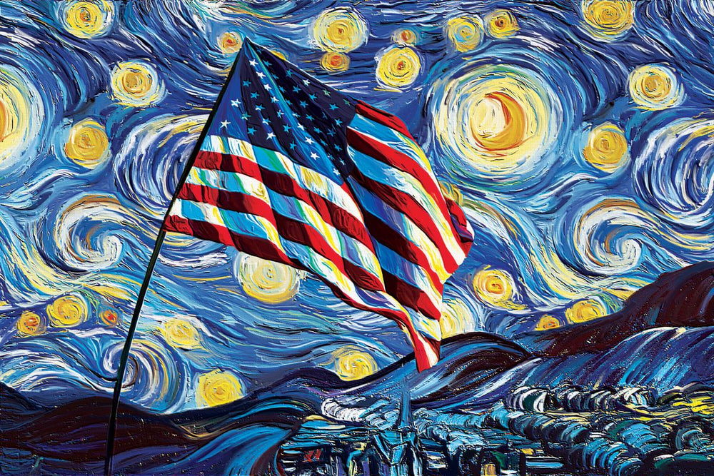USA Flag Starry Night